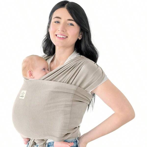 Baby Wrap Carrier Ring Sling - Easy To Wear Adjustable D-Lite Baby Carrier Newborn To Toddler Infant Carrying Shirt Hands Free Bonding Breathable Fabric Wearing Wrap Stone Gray