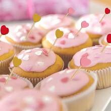 10/20/50/100/200支装心形竹制水果签，适用于情人节派对；4.7英寸天然竹制鸡尾酒签，可用于开胃菜、婚礼、生日派对装饰、水果盘装饰、甜点展示、装饰牙签。 - 彩色 - 查看 5