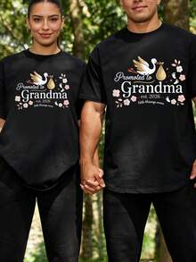Prometido a abuela 2026, primera vez nana 2026, camiseta, camisetas gráficas para hombres, tops cortos, conjuntos de camisetas para parejas, camiseta para hombres - Negro 1 pieza MUJER - Ver 7