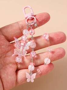 1pc Beaded Keychain, Butterfly Keyring, Bag Charm - Multicolor - View 4