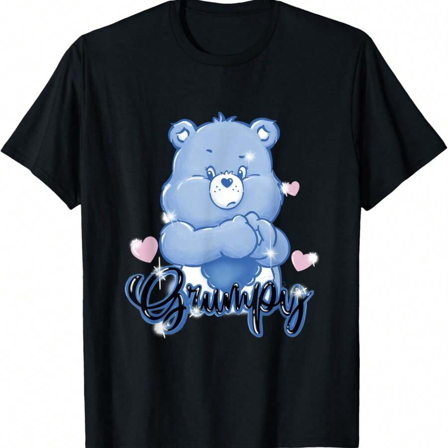 Cares Bears Grumpys Bear Old School Graffitis Heart T-Shirt - 黑色 - 查看 1