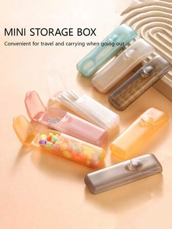1/5 st mini bärbar tandpetare- och tandtrådsask - läckagesäker reseask för munvård, pillerask med genomskinligt lock, kompakt design för enkel transport, rymmer tandtråd, tandpetare och bomullspinnar - hygienisk förvaring (resa/hemma/kontor/utomhus)