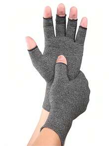 1 Pair Comfortable Fingerless Gloves With Anti-Slip Grip And Breathable Fabric For Computer Typing, Daily Office Work, And Casual Activities In All Seasons For Men & Women - Black - View 9