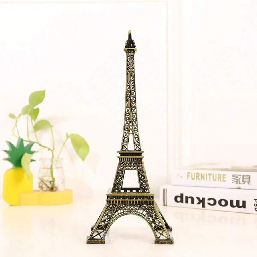Eiffel Tower Model Metal Material Mini Replica Set Ornament Home Decoration Desktop Display Craft Gift Collectible Model European Style Study Decor Accessory - Bronze - View 1