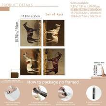 4 piezas/set de arte de pared con temática vintage de caballos, arte de pared con temática ecuestre, pintura de estilo rústico, adecuado como regalo, adecuado para decoración del hogar, decoración de habitaciones, decoración de dormitorios, decoración de salas de estar, decoración de baños, decoración de paredes, opcional con marco de arte de pared. - Marrón - Ver 20