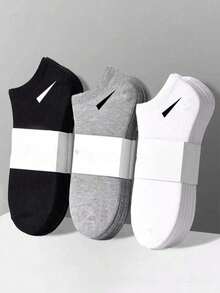 30 Pares de Meias Curtas Unissex, Meias Esportivas, Branco/Preto/Cinza Três Cores Opcionais, Meias Invisíveis, Estilo Minimalista de Cor Sólida, Adequado para Uso Casual Diário, Meias de Presente (1/5/10/15/20/30 Pares) - Multicolorido - Visão 1