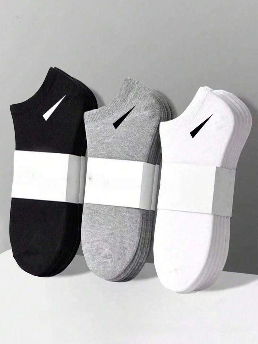 30 Pares de Meias Curtas Unissex, Meias Esportivas, Branco/Preto/Cinza Três Cores Opcionais, Meias Invisíveis, Estilo Minimalista de Cor Sólida, Adequado para Uso Casual Diário, Meias de Presente (1/5/10/15/20/30 Pares) - Multicolorido - Visão 1