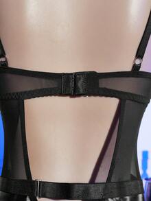 2pcs/Set Printed Mesh Semi-Sheer Dress With Pants Sexy Lingerie Set - Multicolor - View 7