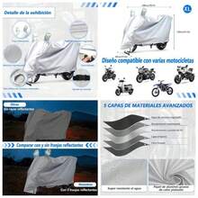 Funda para Moto Impermeable, con Tiras Reflectantes y Ojo de Cerradura, Proteccin de Espejo, Proteccin, Adecuada para, etcPlataXL - SG - Ver 1