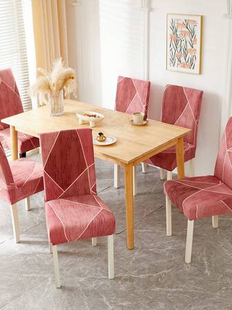1/4/6 piezas Fundas elásticas para sillas de comedor con patrón geométrico, fundas protectoras antideslizantes y a prueba de polvo para sillas, fundas para sillas con estampado floral para decoración del hogar, hotel, restaurante y fiesta