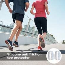 硅胶防摩擦脚趾保护套，凝胶透气脚趾套，柔软透明小脚趾保护帽，男女通用，用于治疗鸡眼、水泡和缓解疼痛的脚趾套 - 白色 - 查看 4