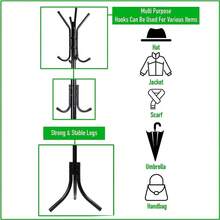 Coat Rack Coat Tree Hat Hanger Holder With 12 Hooks For Hanging Jacket Hat Umbrella Entryway Bedroom Office Coat Tree Tree Stand With Base - Black - View 6