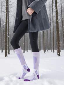 1双/3双装女士滑雪袜，专业运动袜，小腿压缩运动袜，加厚跑步袜，加大吸汗面积，足球袜，速干徒步袜，篮球袜，彩色棒球袜，亮色徒步袜，长筒骑行袜，踝部保护排球袜，适合四季户外穿着，情侣礼物，父亲节母亲节礼物，圣诞节万圣节礼物 - 彩色 - 查看 13