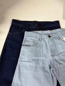Men's Regular Fit Wide Leg Jeans - Light Blue - Vaqueros azul claro - Ver 6