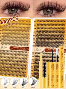 MEM 640/592pcs Eyelash Extension Kit, DIY Eyelash Extension Set, Individual Eyelash Cluster Kit, D Curl Eyelash Extension Set, Includes Adhesive, Sealant And Eyelash Extension Tools, Daily Wear Eyelash Set, Eyelash Cluster, Suitable For Travel, Beginner Friendly For Daily Wear, Also Suitable For Weddings, Dates, Parties, Holidays, Ideal As Christmas/Halloween/Gift Eyelash Set - màu đen - Xem 13