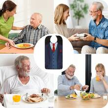 1pc Men's Dining Bib, Business Suit Pattern, Machine Washable, Foldable Pocket Design, Protect Clothing, Suitable For Elderly And Caregivers, Valentine's Day Gift, All Season, Kitchen Accessory - Multicolor - View 6
