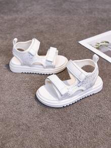 Fashionable Sequin Girls Sandals, Summer Children Beach Shoes, Girls Open Toe Princess Sandals - Beige - View 4