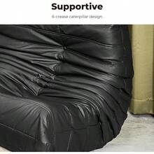 Floor Couch 2 Seaters With Back Support Caterpillar Floor Lounge Sofa Leatherier Fabric Lazy Sofa Indoor Outdoor Recliner Chair For Living Room Bedroom Office 145cm X 94cm X 74cm Black - Black - View 6