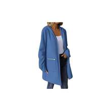 - Sudaderas largas con capucha para mujer, chamarra de forro polar con cierre 2025 para otoo a, sudaderas informales de gran tamao, bolsillos para ropa exterior - XL + a01-azul - Ver 2