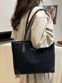 A New Women's Bag, Retro Fashion Leopard Print Large Capacity Tote Bag. Zip Opening, Lightweight Minimalist Shoulder Bag. Suitable For Daily Life Leisure, Commuting, Work And Student Use