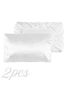 1pc/2pcs Satin Pillow Cases, Silk Pillow Cover Elastic Band Travel Pillowcover Soft Silk Satin Pillowcase For Hair Skin Standard Size/Queen Fit For Various Pillows,Secret Santa Gifts For Women,Valentine's Day Gifts, Stocking Fillers, Personalised Gifts, Christmas Gifts