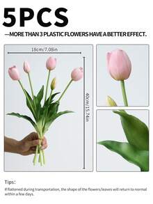 ZaiYe 5/10/15pcs Set, High-End Artificial Tulips, Valentine's Day Gift, Bridal Bouquet, Modern Minimalist European Style Decor, Plastic Fake Flower Bouquet, Artificial Plant Decor, Suitable For Home And Outdoor - Multicolor - View 14