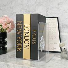 3er Set Deko-Bücher aus Kunstleder, Goldfolien-Textur - Luxus-Papier-Imitat-Bücher mit Goldfolien-Design, Wohnzimmer- und Arbeitszimmer-Atmosphären-Dekoration, stapelbare Kunst-Bücher, Feiertags-Dekoration und Ornamente - Gold - Übersicht 5