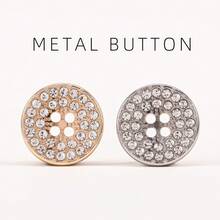 6 buah Kancing Kristal Empat Mata Desain Elegan dan Mewah, Cocok untuk Mantel Premium Wanita, Jaket Wol, Jas, Sweater, Kancing Logam, dan Kancing Dekoratif Pakaian. - Emas - View 2