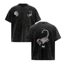 DarcSports X Scorpion Rose Graphic Tee - Dark Aesthetic Oversized Washed T-Shirt & Hoodie - Soft Fabric Casual Streetwear Outfit - 黑色 - 查看 1