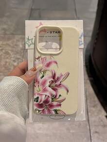 白色粉色极简TPU防震花朵1件装 白色鲜艳兰花极简全包TPU防震手机壳 兼容苹果17、16、15、14、13、12、11 Pro Max、Air系列 女士节礼物 国际版，非国内版 - 彩色 - 查看 2