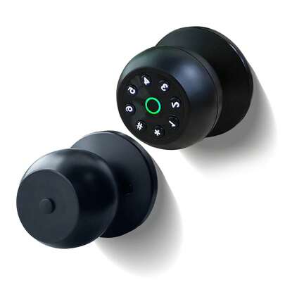 Flat Ball Door Knob With Keypad,  Keyless Entry Door Lock For Bedroom, Bathroom,Apartment, Garage, Home & Office,Matte Black Finish