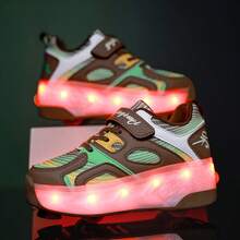 Men's Invisible 4-Wheel Retractable Roller Shoes, New Style Flying Sneakers For Adults & Students, Casual Sports Running Shoes, Skating Shoes For Boys & Teenagers - Brown - View 3