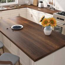 1卷棕色木纹壁纸，木纹乙烯基自粘壁纸，适用于厨房橱柜、抽屉、家具装饰、卧室和客厅墙壁，家居装饰墙贴，尺寸：17.7英寸 x 39.3英寸/118.1英寸/196.8英寸 - 咖啡棕 - 查看 2