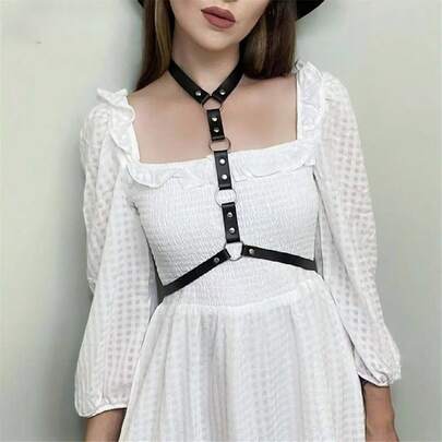 1pc Women's Solid Color Sexy PU Leather - Minimalist Elegant Waist-Slimming Choker Waist Belt Combo, Suitable For Music Festivals, Parties, Clubbing, Can Be Worn With Dresses, Skirts, Jeans, T-Shirts, Adjustable, Can Be Worn Outside Or Layered, Suitable For All Seasons