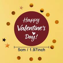 红色圆圈情人节贴纸纸质礼品包装标签情人节快乐用品 - 紅色 - 查看 2