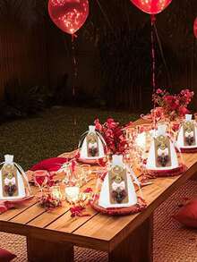 3pcs Holiday Party Gift Set: Cherry Bow Keychain, White Organza Bag, Thank You Card, Backpack Charm, Valentine's Day Gift, Gift Set, Suitable For Theme Events, Weddings, Dates, Proposals, Birthday Parties, Anniversaries. - Multicolor - View 8