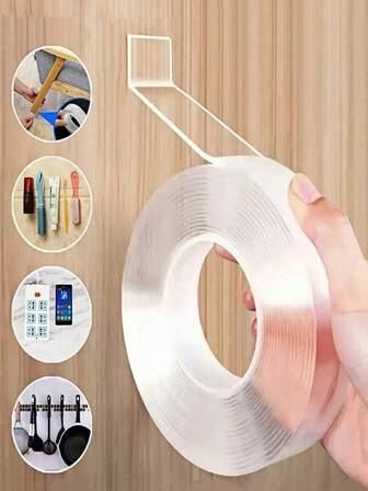 1/3/5/10m Superstark Dubbelhäftande Transparent Tejp, Vattentät Återanvändbar Genomskinlig Dubbelhäftande Tejp, Lämplig För Köks- Och Badrumsartiklar