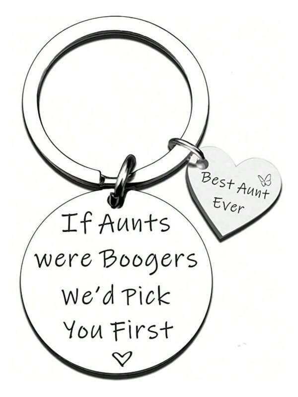 1pc Stainless Steel "Aunt" Keychain, Gift For Family