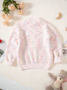 Tween Girl Colorful Heart Graphic Long Sleeve Sweater - Pink - View 3
