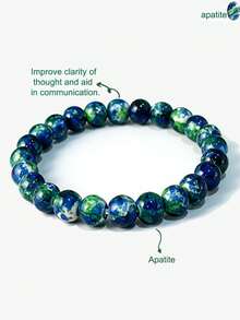 1条波西米亚风格天然磷灰石串珠手链，适合女性日常佩戴，象征忠诚、友谊和活力，可作为节日礼物。 - 綠色 - 查看 2