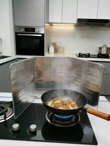 可折叠铝合金炉灶防溅罩，非接触式防溅屏，燃气灶防油挡板，烹饪锅防溅罩，耐热防溢保护器具 - 用于厨房防油溅保护 - 彩色 - 查看 10