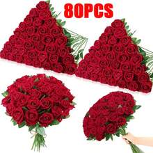 100朵仿真深红色玫瑰，栩栩如生，适合DIY婚礼花束、桌面装饰、新娘送礼会、情人节装饰、婴儿派对、家居装饰、客厅、餐桌、墙壁、花园、花环、卧室装饰等。