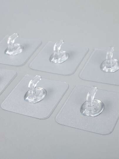 30个聚丙烯材质6cm*6cm透明钟形粘钩，适用于卧室、厨房和浴室墙面，无需钻孔，不留痕迹，承重挂钩，塑料材质，也适用于客厅、厨房和卧室。