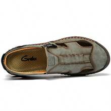 Men's Working Business Casual Sandals Man Summer Breathable Synthetic Leather Walking Office Oxfords Male Cocktail Party Fashion Dress Formal Shoes - 綠色 - 查看 3