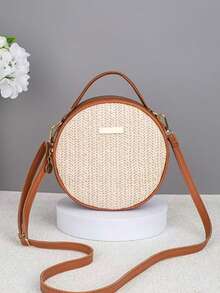 Women's Handbag, 2025 Winter New Korean Style Cute Simple Woven Round Bag, Casual Shoulder Crossbody Bag - Brown - View 10