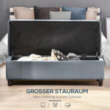 HOMCOM Padded Storage Bench With Lid, Linen Look, For Living Room And Bedroom, Grey - Dusty Blue - View 4