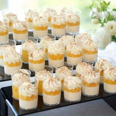 10/50pcs 3oz Dessert Cups, Tiramisu Cups, Dessert Cups, Clear Plastic Parfait Cups, Round Appetizer Cups For Fruit, Pudding, Mousse, Ice Cream, Party, Wedding, Valentine's Day, New Year