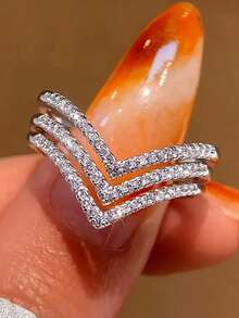 1 PC Romantic Cubic Zirconia Ring For Women For Women For Wedding Engagement Party Jewelry Valentine's Day Gift - 1# - View 9