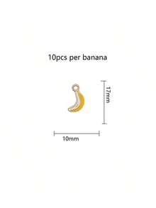 每包包含10件水果饰品，包括樱桃、菠萝、香蕉、油滴、合金首饰、小吊坠、DIY手链、项链、耳环和包包挂件。 - 彩色 - 查看 6