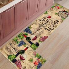 1 pieza Alfombra con patrón de vino acuarela, felpudo de drenaje duradero para cocina, sala de estar, entrada, balcón, decoración del hogar, cafetería, bar, vacaciones, fiesta, dormitorio, baño - Multicolor - Ver 6
